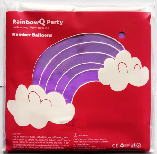Vista 9 de Globo de número 0 de 40 pulgadas de RainbowQ Party, grande, color púrpura, para niños o niñas, números del 0 al 9, de papel de aluminio y Mylar
