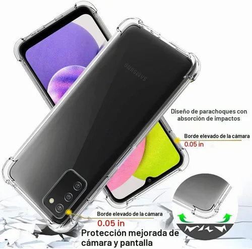 Vista 2 de Funda Samsung A03s, Samsung Galaxy A03s y protector de pantalla, a prueba de golpes, transparente, delgada, suave, de silicona TPU protectora