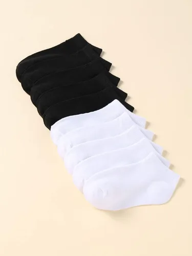 Vista 2 de OYOANGLE 10 pares de calcetines de tobillo básicos sólidos para niña, cómodos, transpirables, de corte bajo, calcetines de regalo