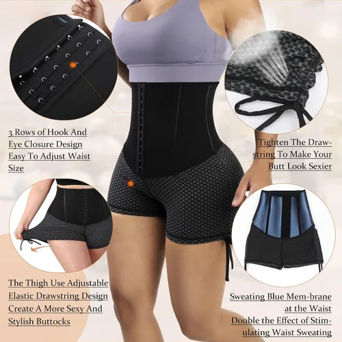 Vista 4 de FeelinGirl Sauna Shorts for Women Waist Trainer Leggings 2"3"9" High Waist Compression Workout Tummy Control Body Shaper