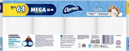 Vista 2 de Charmin Papel de baño ultra suave 16 rollos dobles = 32