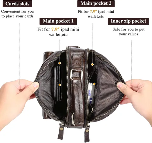Vista 3 de BAIGIO Men's Genuine Leather Shoulder Bag Messenger Briefcase CrossBody Handbag Satchel Travel bag