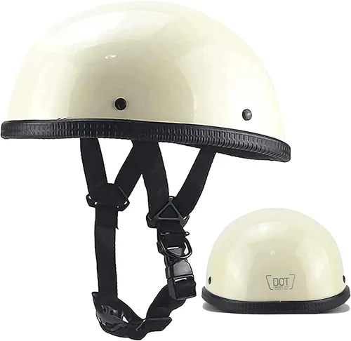 Vista 8 de Casco pequeño y ligero ultrafino para motocicleta, aprobado por DOT, de perfil bajo, para hombres y mujeres, casco de motocicleta alemán retro