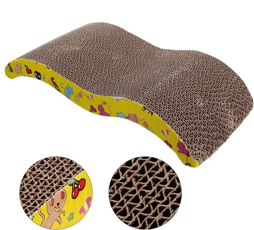 Vista 3 de TEHAUX Almohadilla de rascador para gatos, cartón corrugado para gatos, reversible, grande, ancho, cartón rascador para gatos de interior, tablero