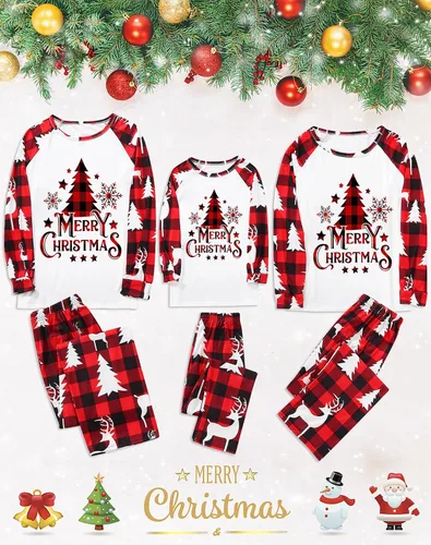 Vista 6 de Pijamas de Navidad para la familia, conjunto de pijamas de Navidad familiares 2023, divertidos pijamas familiares de Navidad para mujeres, hombres