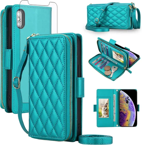 Vista 74 de Asuwish Funda compatible con iPhone 6/6s/7/8/SE 2020 2022 con cremallera y bloqueo RFID, protector de pantalla, correa cruzada i6 i7 i8 7s 8s SE2020