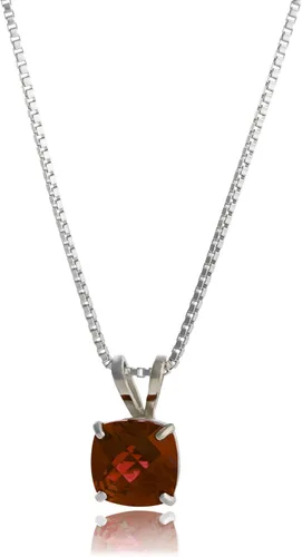 Vista 10 de MAX + STONE 925 Sterling Silver Cushion Cut Birthstone Necklace for Women 6mm Hypoallergenic Solitaire Necklace Gemstone Pendant Necklaces with