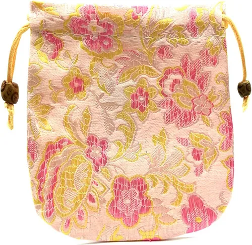 Vista 6 de EAVOQLB Bolsa de brocado de 28 piezas, bolsa de flores de peonía, cordón doble, bolsa de pulsera de joyería con cordón