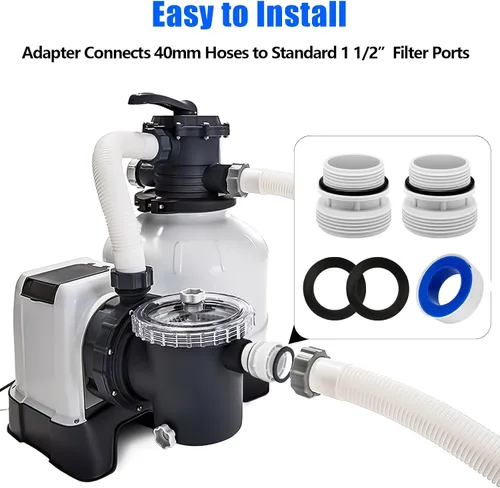 Vista 5 de Paquete de 4 adaptadores de conversión de manguera 4560 de 1.575 in a 1 1/2 pulgadas para Intex Hayward Filter Hose Conversion Kit Compatible with