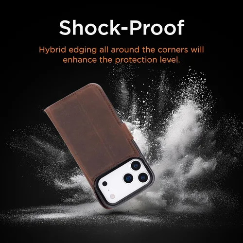 Vista 113 de Bayelon Funda tipo cartera para iPhone 15 Pro, cartera de cuero de grano completo, funda magnética desmontable, tarjetero, funda tipo cartera