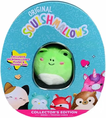 Vista 6 de Squishmallows Juego de lata oficial de Kellytoy Coleccionista con pin exclusivo de Micromallow y cajas comerciales, elige tu favorito