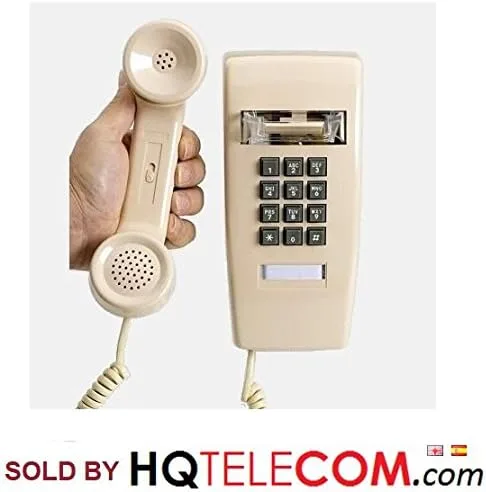 Vista 2 de Teléfono de pared industrial con dialpad y placa de pared - ASH/Beige by HQTelecom
