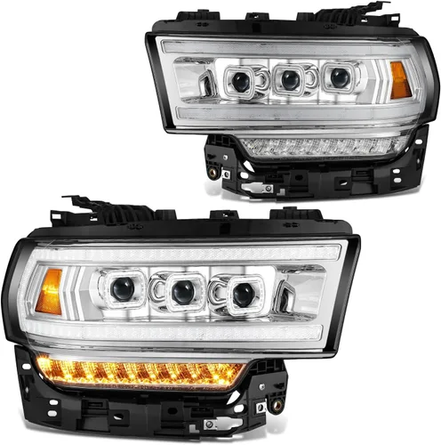 Vista 19 de DNA MOTORING HL-HAY-020-CH Par de faros de halo completos con señal de giro secuencial LED, medio anillo, compatible con modelos 08-14 Dodge