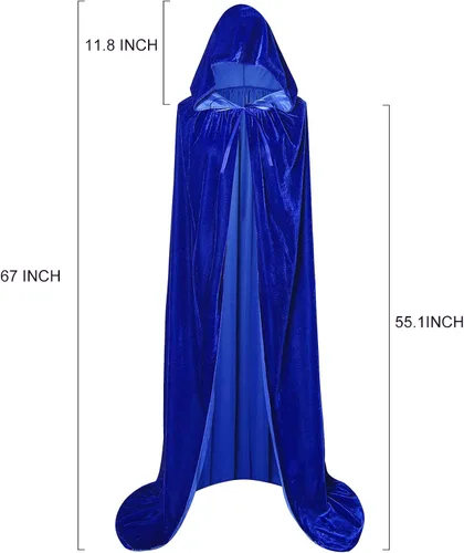 Vista 3 de Capa unisex con capucha, capa larga de terciopelo con capucha, disfraz de Halloween, fiesta de vampiro renacentista