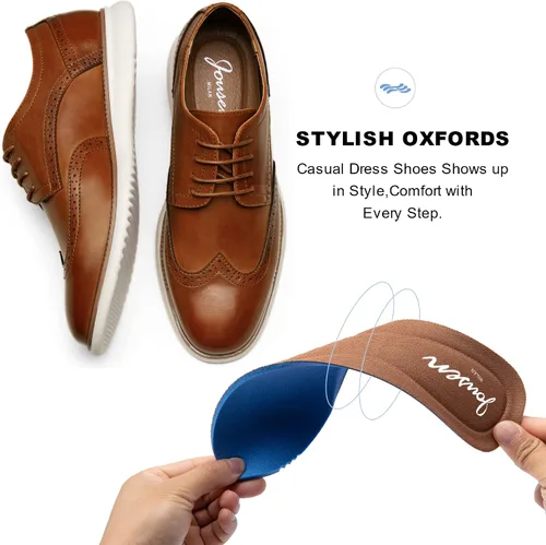 Vista 4 de Jousen Zapatos de vestir para hombre Brogue Formal con cordones Oxfords