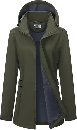 Vista 8 de Outdoor Ventures Chaqueta impermeable Softshell con forro polar para mujer Negro
