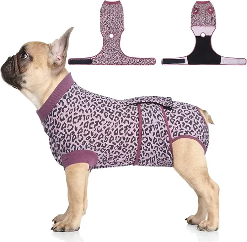 Vista 14 de Jiupety Traje de recuperación para perros ajustable, body para perros para heridas abdominales después de cirugía, collar electrónico sustituto Pink