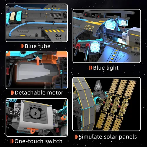 Vista 4 de Juego de construcción de estación espacial con motor y luces LED