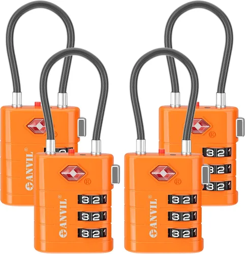 Vista 18 de ANVIL Candados para Equipaje Aprobados por TSA – Candados de Viaje de Combinación TSA008 de Alta Seguridad con Indicador de Inspección para Maletas