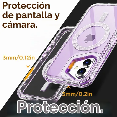 Vista 4 de AICase para iPhone 16 Plus, Funda Transparente Compatible con MagSafe, Protección contra Caídas de 3 en 1, Resistente a Prueba
