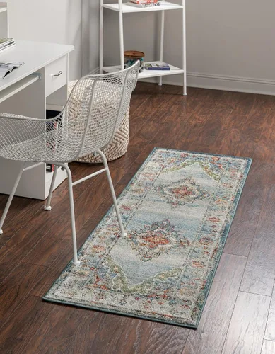 Vista 5 de Unique Loom Isabella Collection - Alfombra de área - Rossellini (2 x 3 pies, rectangular, azul/beige)