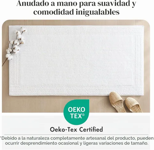 Vista 4 de Madison Park Splendor - Alfombra de baño reversible 100% algodón, 20 x 30 Blanco