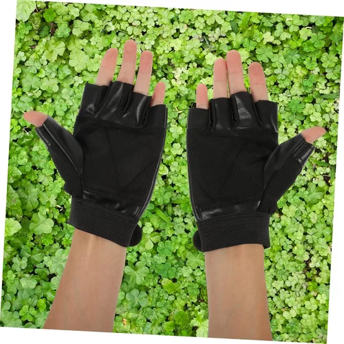 Vista 5 de Yardwe 3 pares de guantes de entrenamiento de medio dedo para fitness, transpirables, absorción de impactos, diseño para entrenamiento, ciclismo