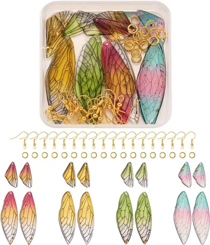 Vista 23 de Craftdady Colgantes de Resina de Alas de Mariposa y Alas de Hada - Lindos Colgantes Colgantes de Animales y Dijes de Hongos - Dijes Degradados