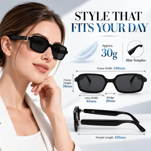 Vista 11 de GenXenon AI Smart Glasses for Men Women, Fashion Bluetooth Audio Glasses Black