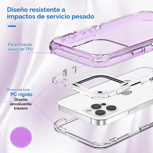 Vista 3 de ORIbox - Funda compatible con iPhone 13 Pro Max y 12 Pro Max, resistente a los golpes, anticaídas, transparente Púrpura Cristal