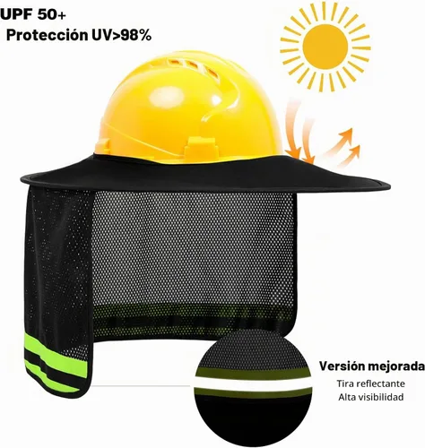 Vista 3 de TCCFCCT Protector Solar de Ala Completa con Malla para el Cuello, Visera Solar de Alta Visibilidad con Protección para el Cuello y Bandana Diadema