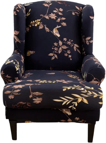 Vista 13 de Eco-Ancheng Fundas para silla con respaldo de ala, 2 piezas, fundas elásticas para silla con respaldo de ala, fundas para sillón con respaldo