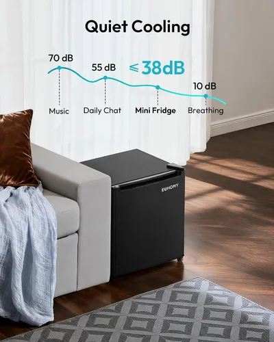 Vista 5 de EUHOMY Mini refrigerador de 1.7 pies cúbicos, refrigerador compacto de Negro
