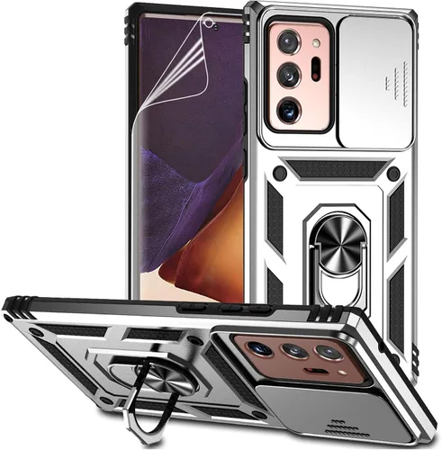 Vista 10 de Funda para Samsung Galaxy Note 20 Ultra con cubierta para lente de cámara, protector de pantalla HD, prueba de caídas de grado militar, soporte