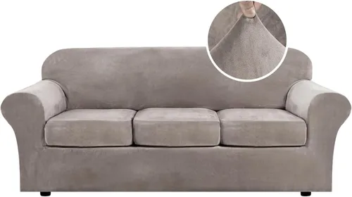 Vista 81 de H.VERSAILTEX - Funda elástica para sofá de 2 piezas, funda protectora de terciopelo, suave, con parte inferior elástica, con un ancho de hasta 49