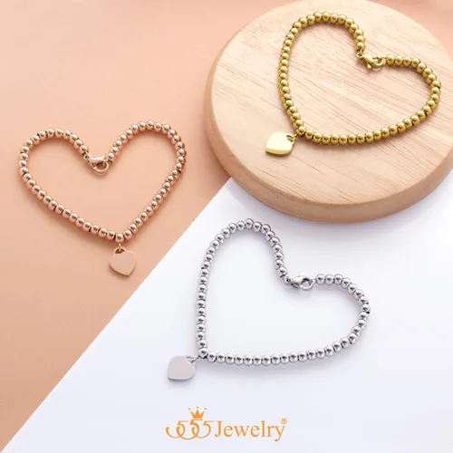 Vista 5 de 555Jewelry Pulsera delicada con cuentas de acero inoxidable para mujer, Metal