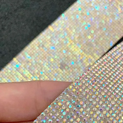 Vista 5 de Rollo de tiras de cinta de diamantes de imitación de 3 yardas, cinta de diamantes de imitación decorativos, calcomanías decorativas de diamantes