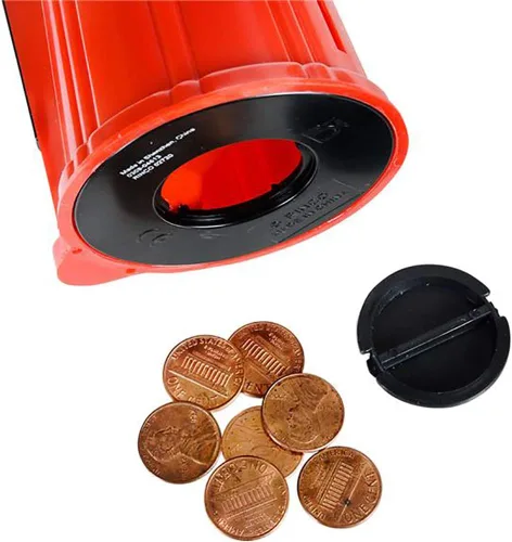Vista 4 de The Dreidel Company Banco de máquina de chicles y banco de monedas de juguete para niños, bolas de goma no incluidas, 6.5 pulgadas (individual)