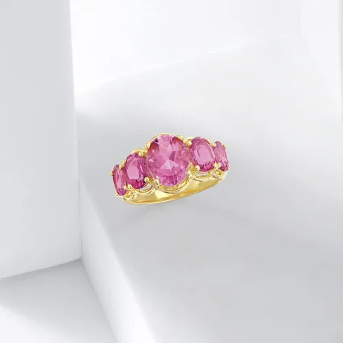 Vista 4 de Ross-Simons 4.50 ct. t.w. Gemstone 5-Stone Ring in 18kt Gold Over Sterling