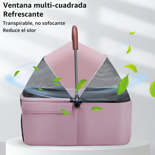 Vista 2 de Cochecito para mascotas para perros medianos y pequeños – Cochecito plegable de 4 ruedas con cesta de almacenamiento, transportador para perros