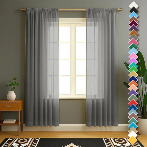 Vista 73 de YHSF Cortinas traslúcidas – Juego de 2 paneles para decoración del hogar – Elegantes cortinas de gasa sólida con bolsillo para barra