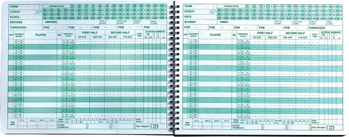 Vista 2 de Libro de Puntaje de Baloncesto Mark V de Cubierta Simple, Tapa Dura de 8.5 x 11, 30 Juegos, 15 Posiciones de Jugador