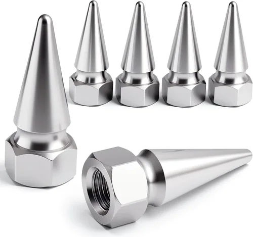 Vista 45 de 4 piezas de tapas de válvula de rueda con forma de punta, tapa de aire de aluminio para automóviles, cubiertas universales de válvula de rueda a