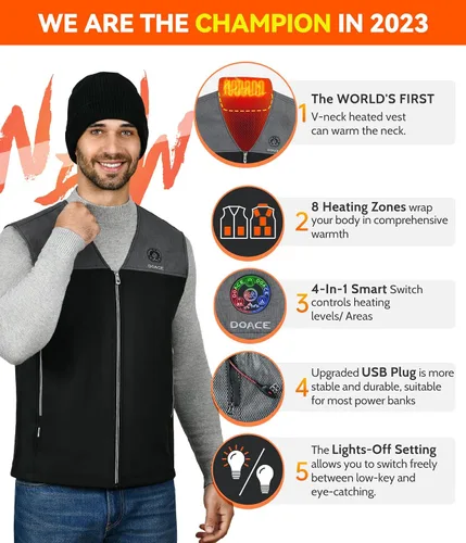 Vista 2 de DOACE Heated Vest for Men & Women, Smart heated Jacket, Battery Not Included