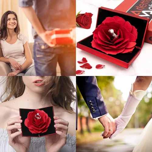 Vista 7 de Caja de anillo de compromiso, caja de rosas sorpresa para mujer, como propuesta, anillo de boda, regalo, etc.