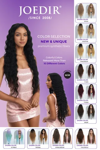 Vista 5 de Joedir - Peluca de 30 pulgadas de largo con encaje frontal, cabello ondulado profundo, parte superior, cabello natural superior con abuelitos
