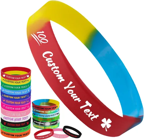 Vista 13 de Pulseras de silicona personalizadas Pulseras de goma de aduana a granel para eventos con texto de logotipo, pulseras personalizadas, regalos