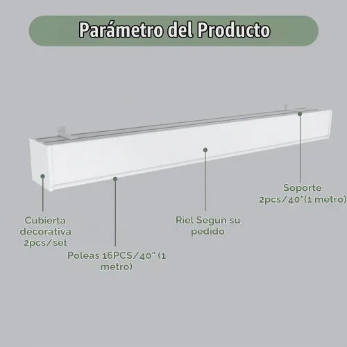 Vista 5 de zshine Riel de cortina doble 4 en 1 con pelmet (montaje en pared gris)