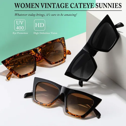 Vista 6 de Fullgren Gafas de sol cuadradas de ojo de gato para mujer, estilo vintage, ojo de gato, protección UV 400, gafas de sol modernas