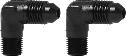 Vista 7 de EVIL ENERGY 3AN macho acampanado a 1/4" NPT tubo adaptador de ajuste de 90 grados aluminio negro 2 piezas